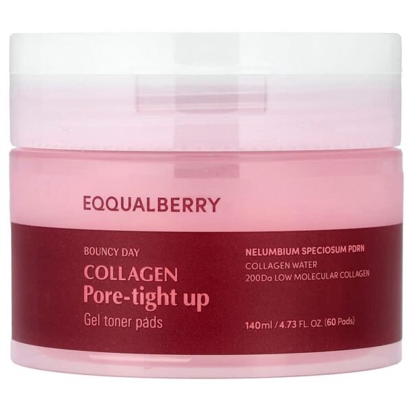 Eqqualberry Bouncy Day Collagen Pore-tight Up Gel Toner Pads 140ml (60 Pads)